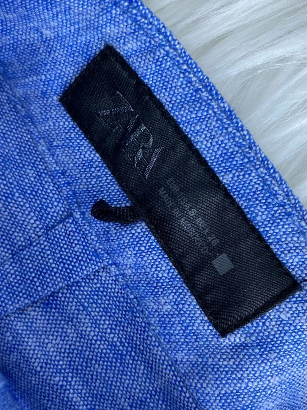 ‼️Linen Zara Wide-Leg Blue Linen-Blend Pants